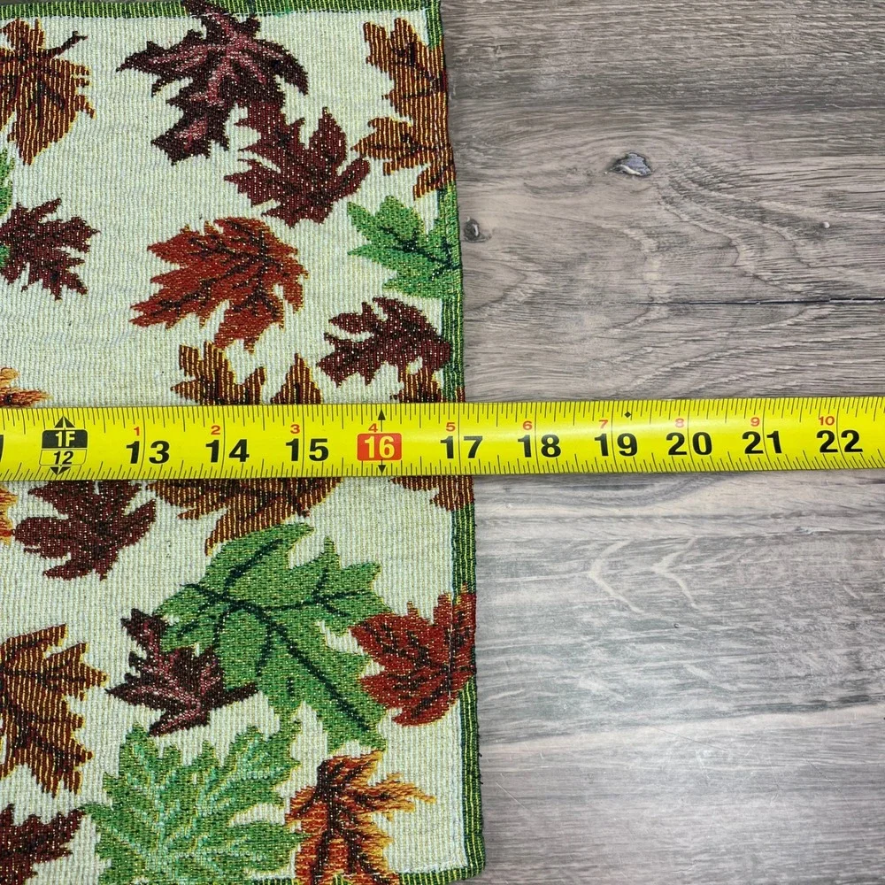 Woven Tapestry Autumn Leaf Fall Gold Metallic Thread 2pc Placemats Multicolor